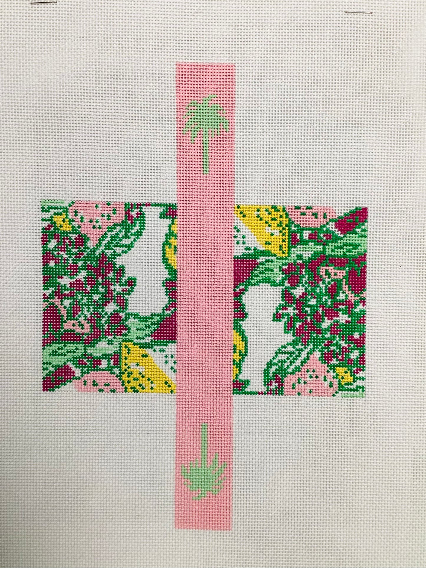 Mini Lilly Inspired Bag - Pink Needlepoint Canvas