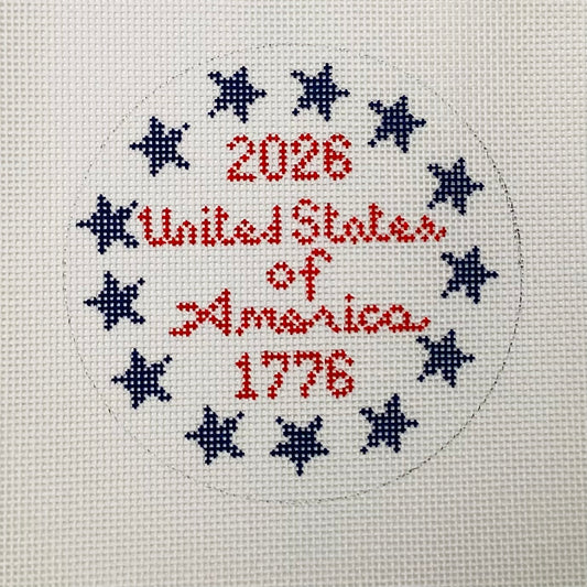 USA Stars Needlepoint Round